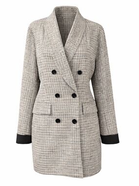 Lightweight SHEIN Plaid Double Breasted Longline Blazer Jacket